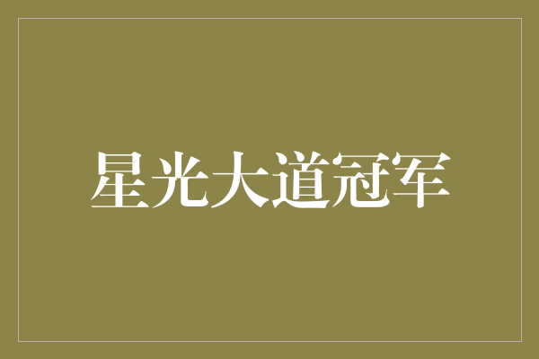 闪耀星光大道冠军：一个普通人的非凡之旅