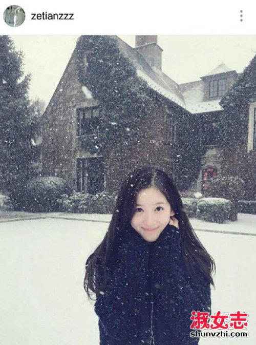 奶茶妹妹生子后晒雪中美照 颜值再回巅峰 奶茶妹妹美照